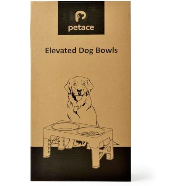 Petace Elevated Dog Bowls for Large Dogs, Raised Dog Bowl Stand with 2 Slow Feeder Bowl & Stainless Steel Dog Bowl, 5 Heights Adjustable for Small Medium Large Pets