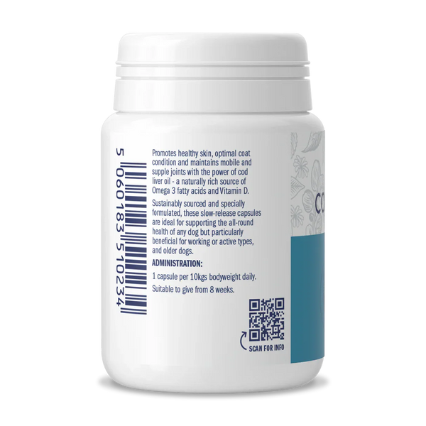 Dorwest Cod Liver Oil Capsules for Dogs & Cats – Natural Omega 3 Supplement for Skin, Coat & Joints (100 capsules)