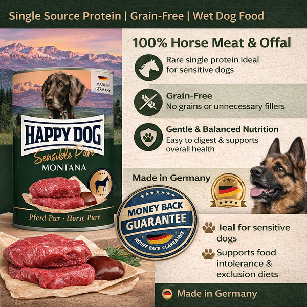 Happy Dog Sensible Pure Montana Wet Dog Food – Horse Protein | Grain-Free