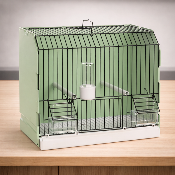 Green Show Bird Cage With Black Wire Front