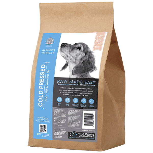 Cold Pressed Ocean Fish and Sweet Potato 3KG Hypoallergenic Dog Food - Raw Made Easy