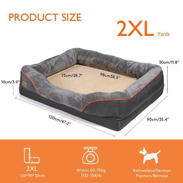Jumbo Large Orthopedic Dog Bed Memory Foam Quilted Bolstered Pet Sofa Couch Elevated Cushion Warm Waterproof Mattress