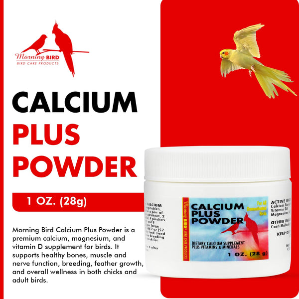 Morning Bird Calcium Plus Powder for Birds 1 oz – Calcium & Vitamin Supplement for Bone Health