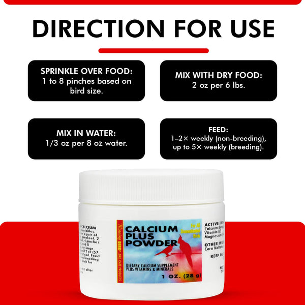 Morning Bird Calcium Plus Powder for Birds 1 oz – Calcium & Vitamin Supplement for Bone Health