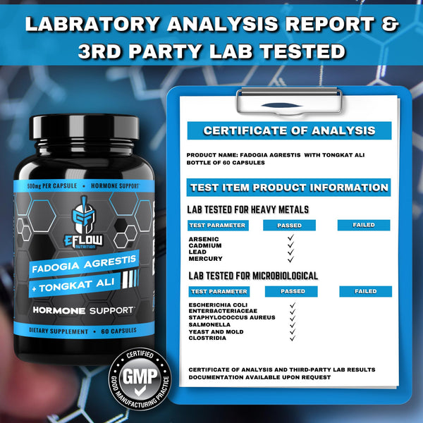 eFlow Nutrition Fadogia Agrestis + Tongkat Ali - 2-in-1 Natural Performance Supplement, 60 Capsules