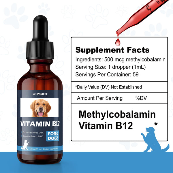 Appetite Stimulant Vitamin B12 for Dogs | Methylcobalamin (Methyl B12) 2 fl oz